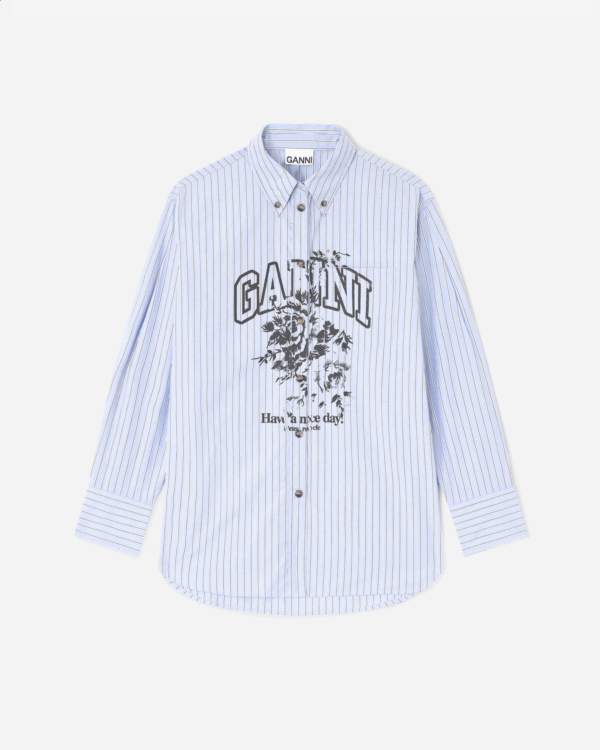 Stripe Cotton Oversized Shirt - Lavender Lustre