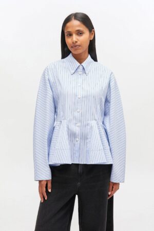 Stripe Cotton Peplum Shirt