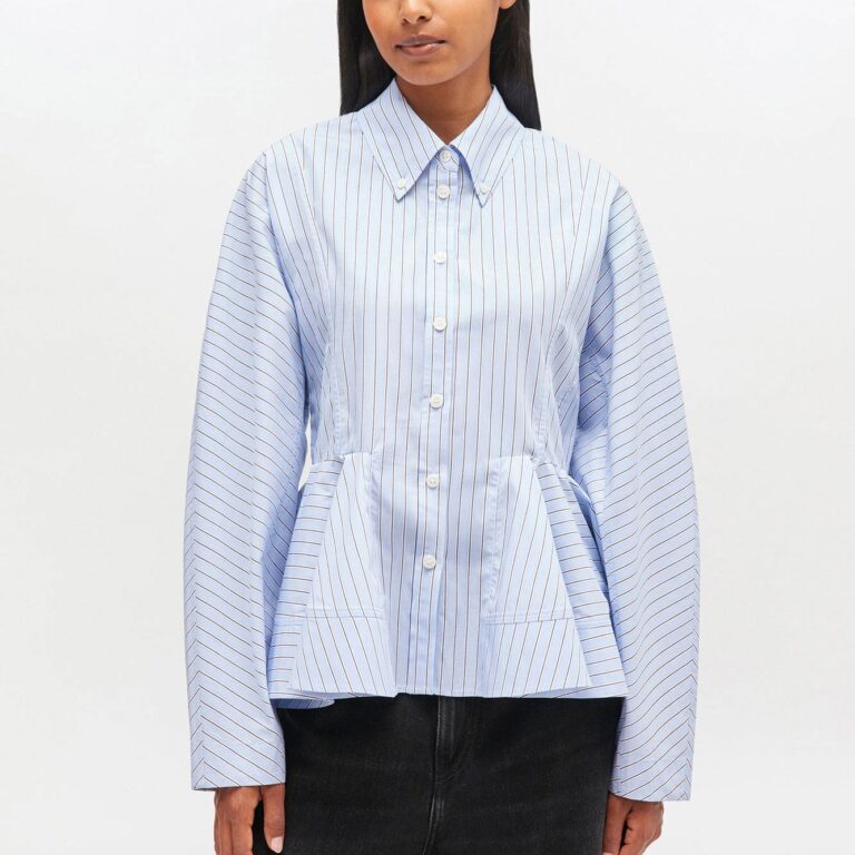 Stripe Cotton Peplum Shirt