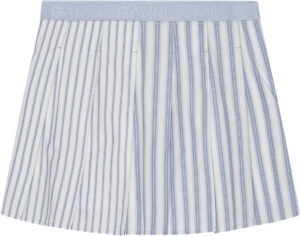 Stripe Cotton Pleated Mini Skirt