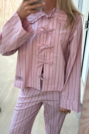 Stripe Cotton Pyjamas Shirt W0326 - Lilac Sachet - GANNI - Lyserød XS