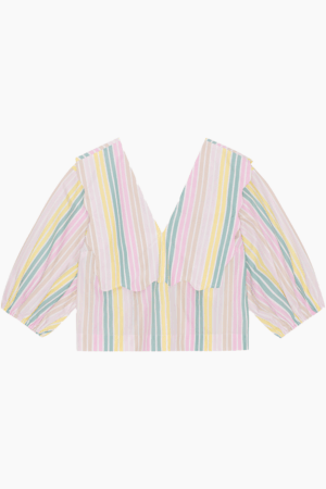 Stripe Cotton Rhythm Collar Blouse F7767 - Multicolour - GANNI - Stribet M