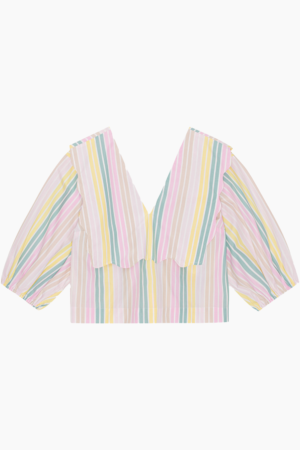 Stripe Cotton Rhythm Collar Blouse F7767 - Multicolour - GANNI - Stribet S