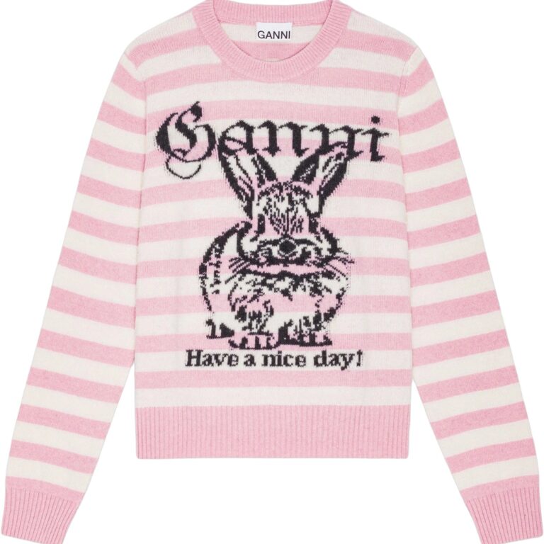 Striped Graphic Wool Mix Bunny Crew