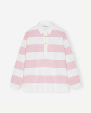 Striped Heavy Cotton Polo - Mauve Chalk