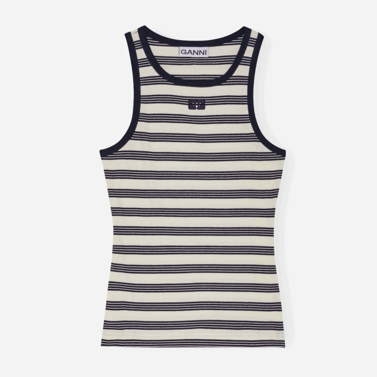Striped Soft Cotton Rib Tank Top - Sky Captain
