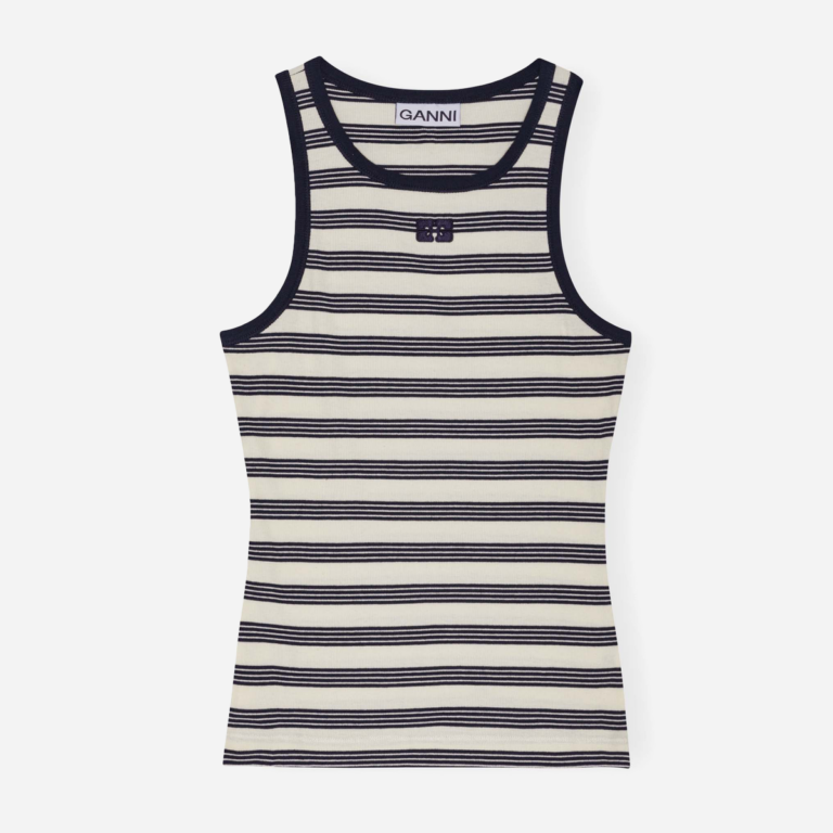 Striped Soft Cotton Rib Tank Top - Sky Captain