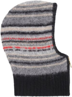 Striped Soft Wool Zip Balaclava