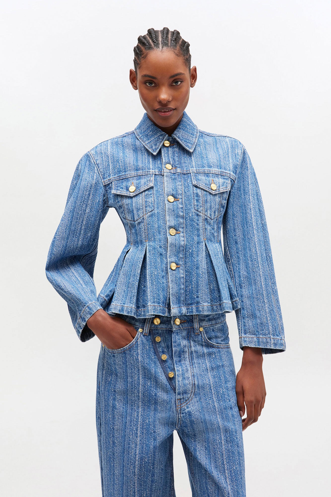 Structured Denim Fitted Jacket