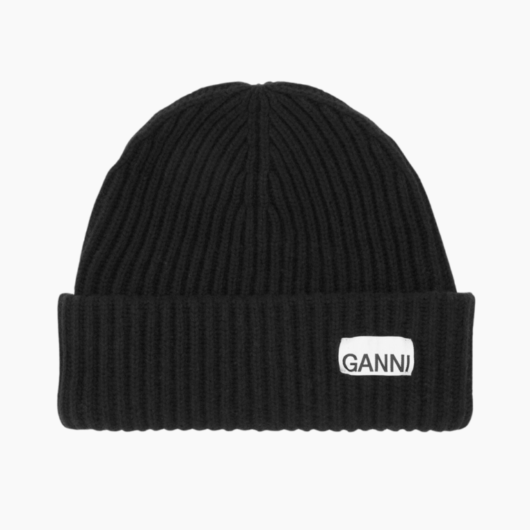 Structured Rib Beanie A4429 - Black - GANNI - Sort One Size