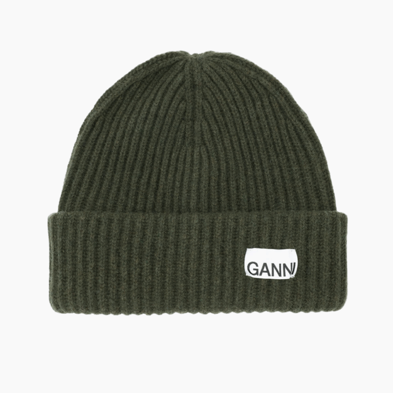Structured Rib Beanie A4429 - Kalamata - GANNI - Grøn One Size