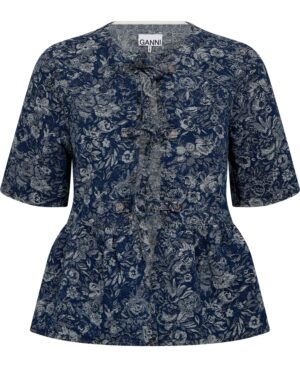 Tapestry Denim Peplum Blouse