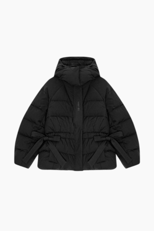 Tech Seersucker Oversized Puffer Jacket F9496 - Black - GANNI - Sort XXS/XS