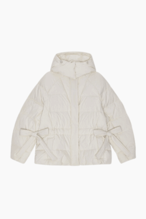 Tech Seersucker Oversized Puffer Jacket F9690 - Tofu - GANNI - Creme L/XL