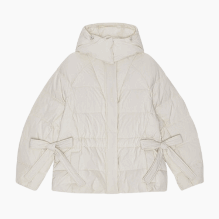 Tech Seersucker Oversized Puffer Jacket F9690 - Tofu - GANNI - Creme L/XL