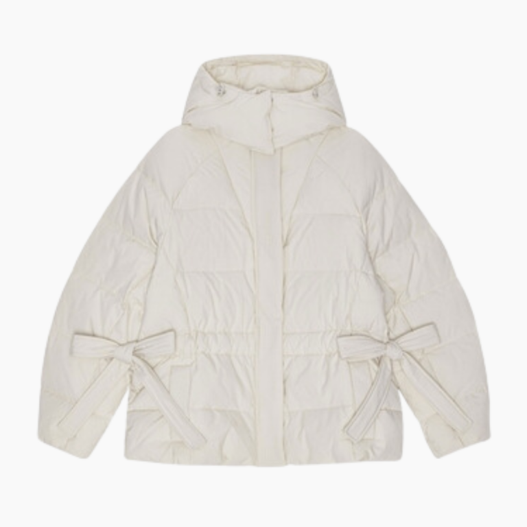 Tech Seersucker Oversized Puffer Jacket F9690 - Tofu - GANNI - Creme XXS/XS