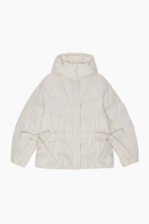 Tech Seersucker Oversized Puffer Jacket F9690 - Tofu - GANNI - Creme XXS/XS