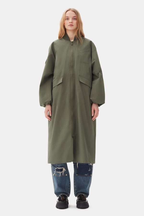 Tech Seersucker Oversized Shell Coa