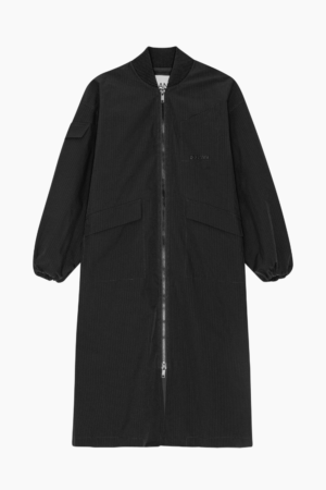 Tech Seersucker Oversized Shell Coat F9468 - Black - GANNI - Sort XXS/XS