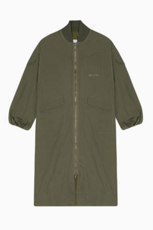 Tech Seersucker Oversized Shell Coat F9717 - Beetle - GANNI - Grøn S/M