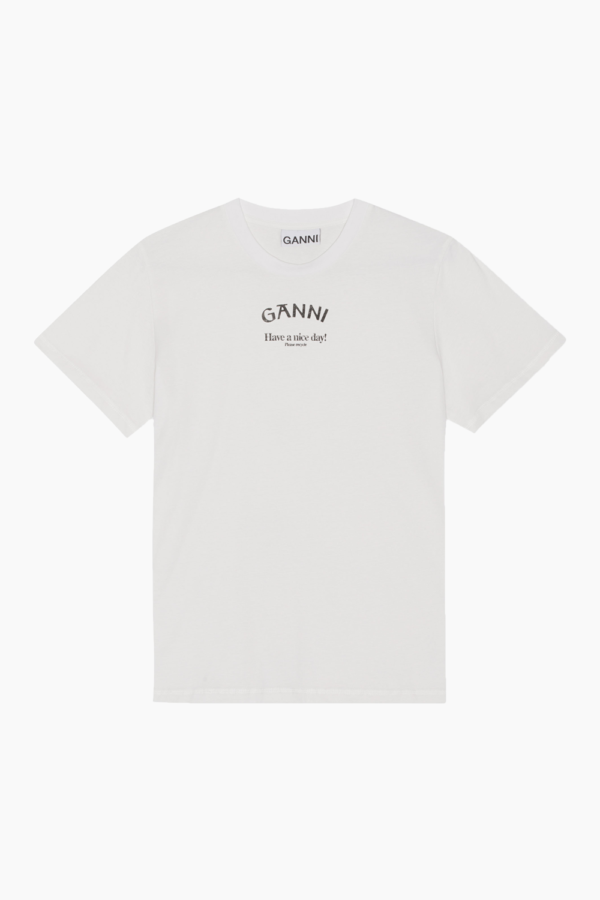 Thin Jersey Relaxed O-neck T-shirt - Bright White - GANNI - Hvid XXS