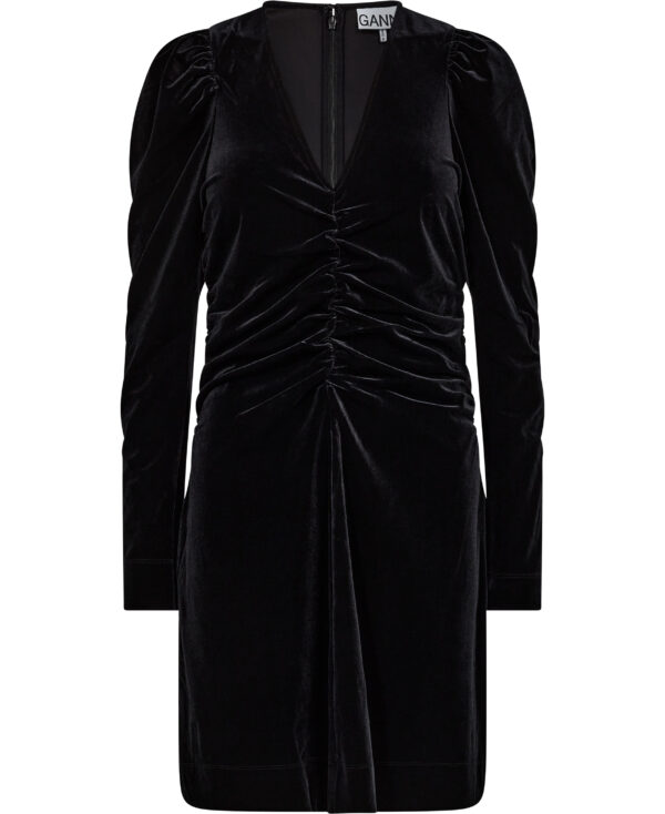 Velvet Jersey Gathered Mini Dress