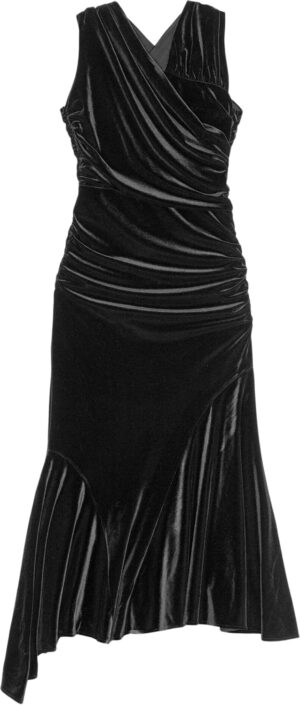 Velvet Jersey Ruched Crossover Dres