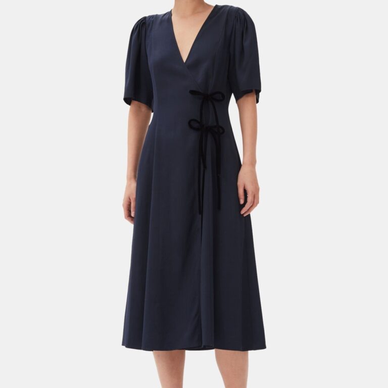Viscose Twill Wrap Midi Dress