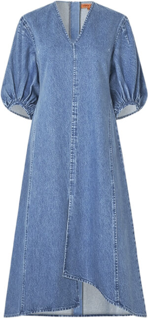 Volume Sleeves Midi Dress, 2251 Denim