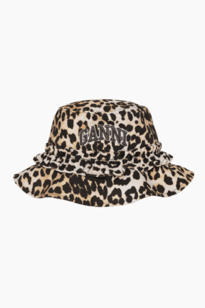 Washed Cotton Canvas Bucket Hat Leo A6915 - Leopard - GANNI - Leopard M/L