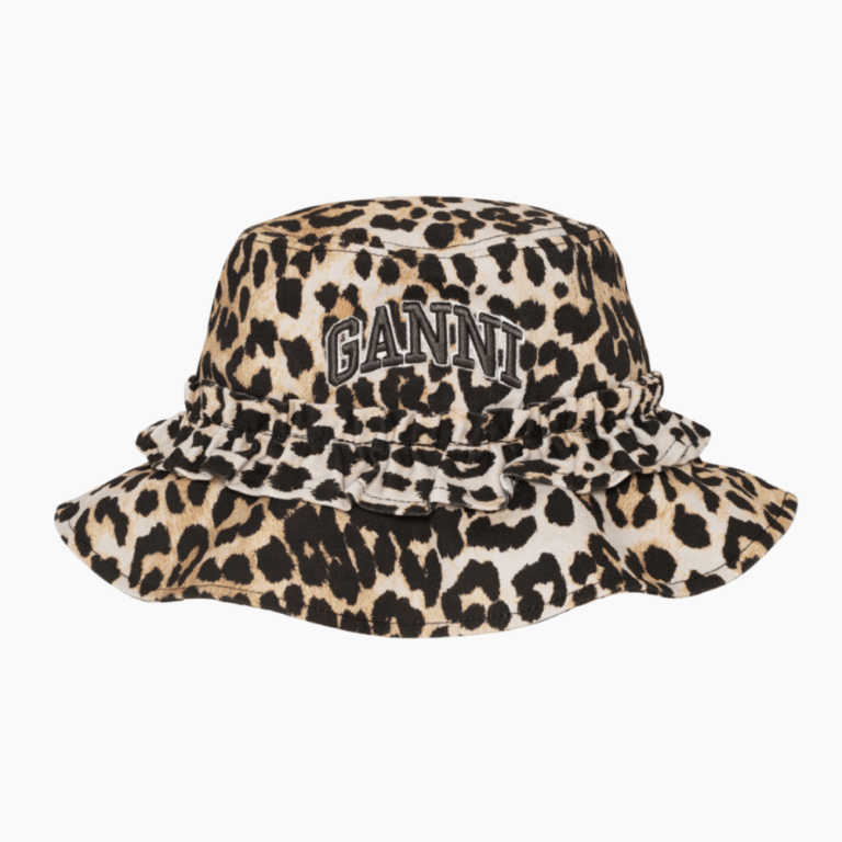 Washed Cotton Canvas Bucket Hat Leo A6915 - Leopard - GANNI - Leopard M/L