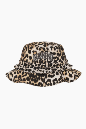 Washed Cotton Canvas Bucket Hat Leo A6915 - Leopard - GANNI - Leopard XS/S