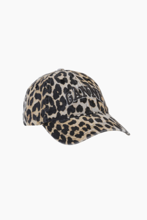 Washed Cotton Canvas Cap A6898 - Leopard - GANNI - Leopard One Size