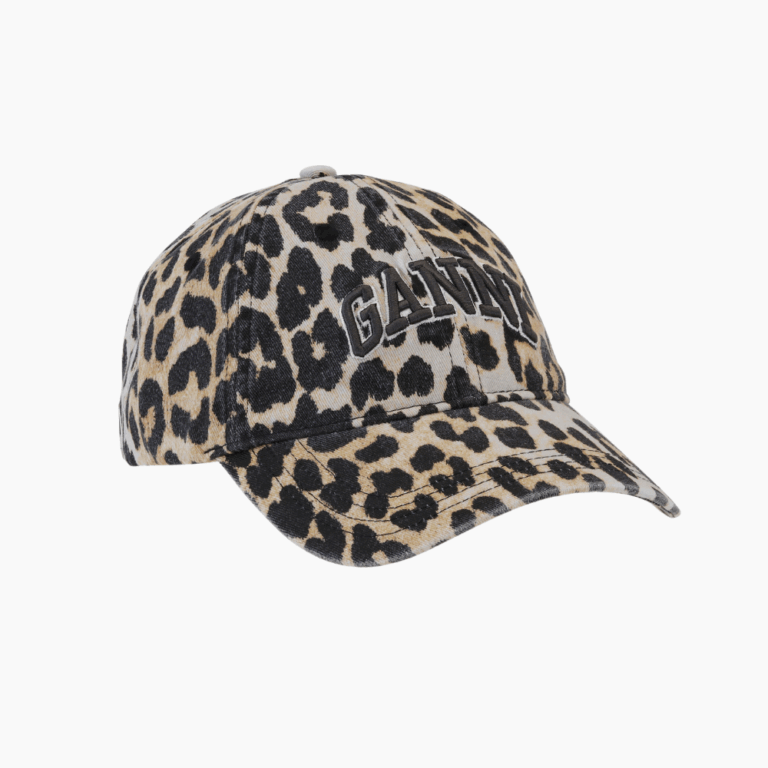 Washed Cotton Canvas Cap A6898 - Leopard - GANNI - Leopard One Size