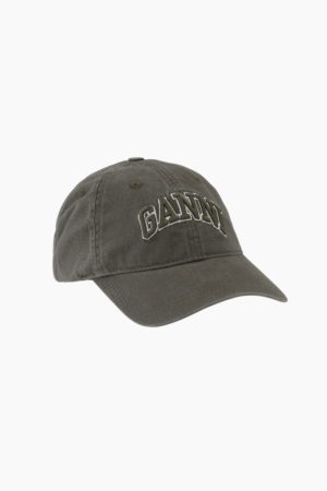 Washed Cotton Canvas Cap A6899 - Kalamata - GANNI - Grøn One Size