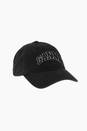 Washed Cotton Canvas Cap A6900 - Black - GANNI - Sort One Size