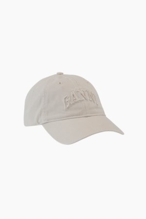 Washed Cotton Canvas Cap A6901 - Egret - GANNI - Creme One Size