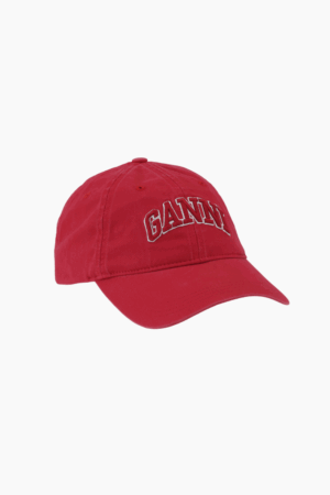 Washed Cotton Canvas Cap A6903 - Fiery Red - GANNI - Rød One Size