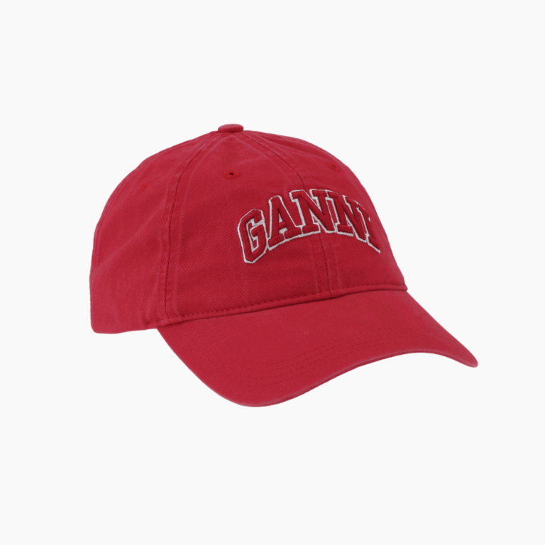 Washed Cotton Canvas Cap A6903 - Fiery Red - GANNI - Rød One Size