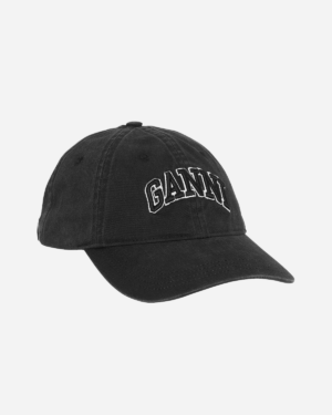 Washed Cotton Canvas Cap Emb - Black