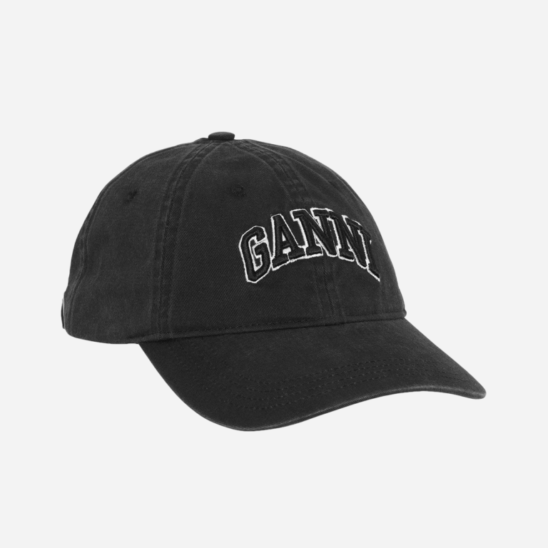Washed Cotton Canvas Cap Emb - Black