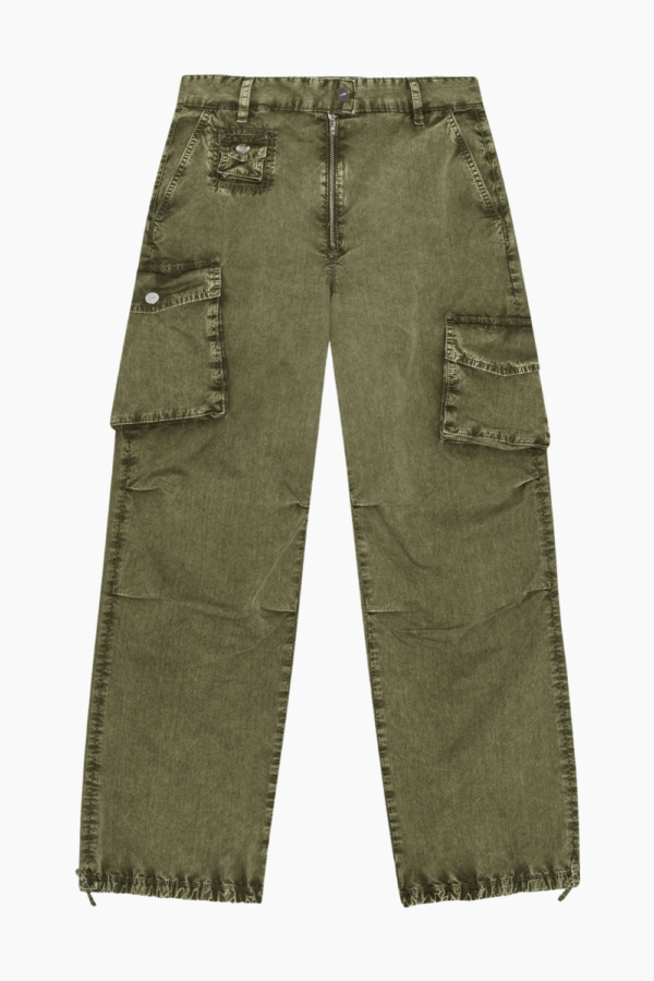 Washed Cotton Twill Pants W0754 - Kalamata - GANNI - Grøn XS
