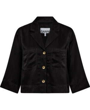 Washed Satin Crop Shirt