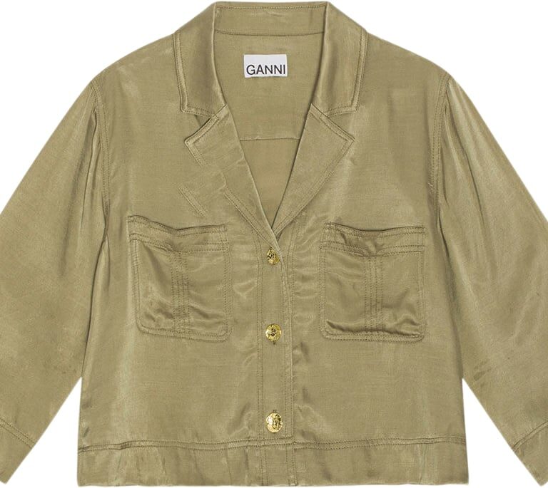 Washed Satin Crop Shirt