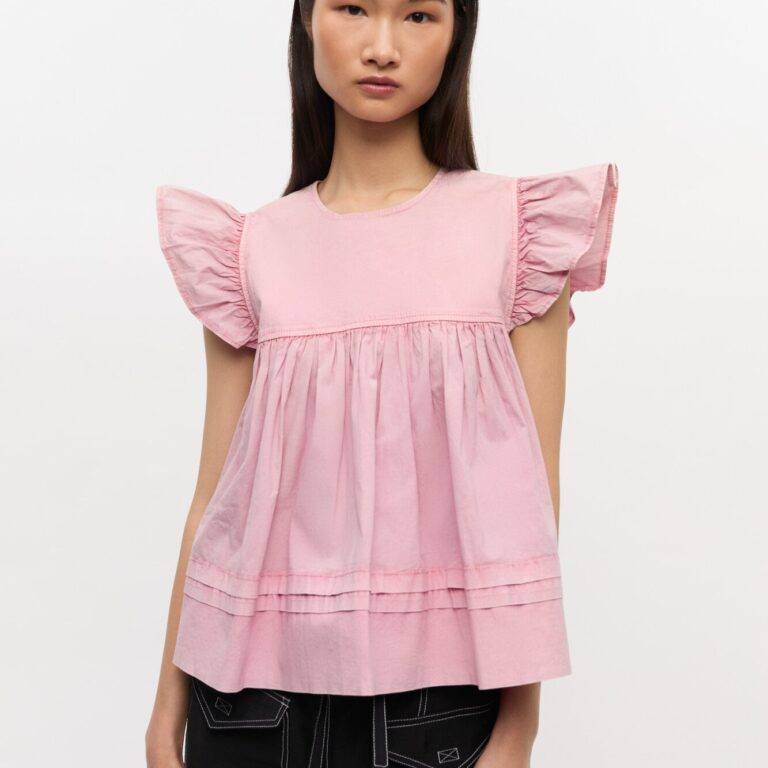 Washed Stretch Cotton Frill Sleeve