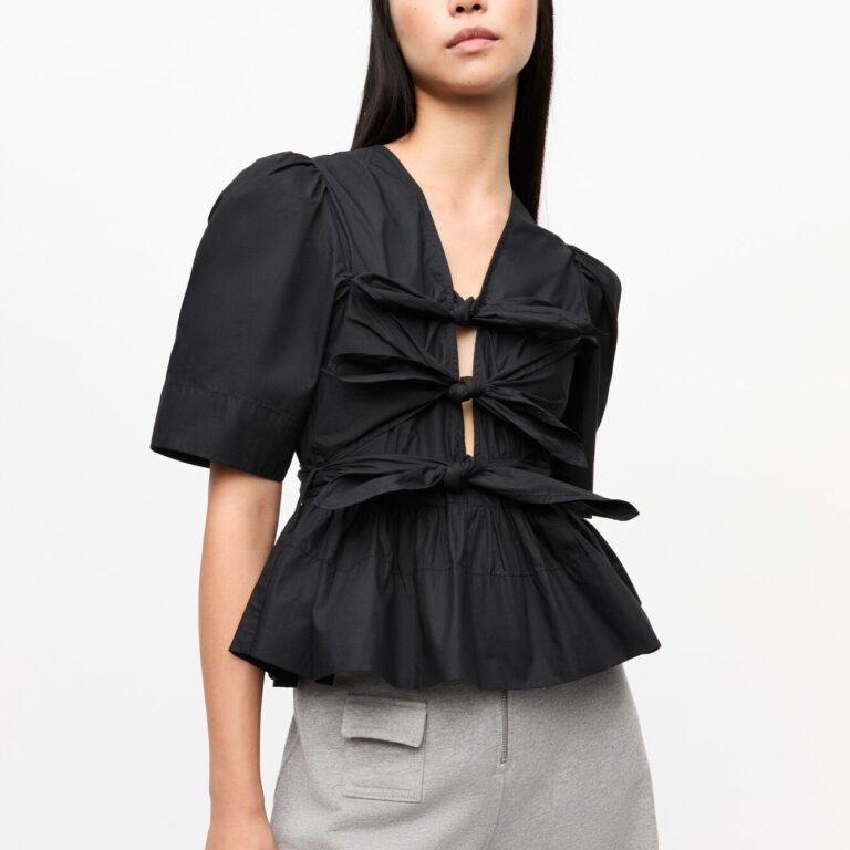 Washed Stretch Cotton Tie Strap Blo