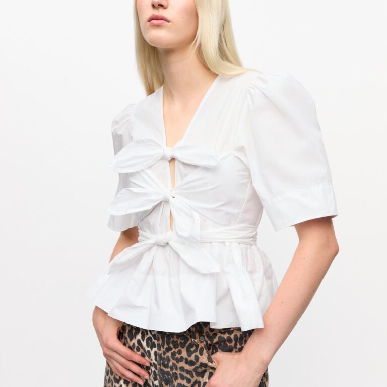 Washed Stretch Cotton Tie Strap Blo