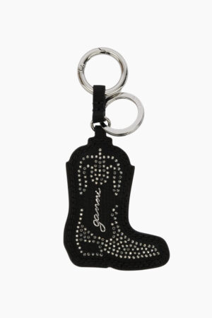 Western Boot Keyring Velvet Moire B3010060 - Black - GANNI - Sort One Size