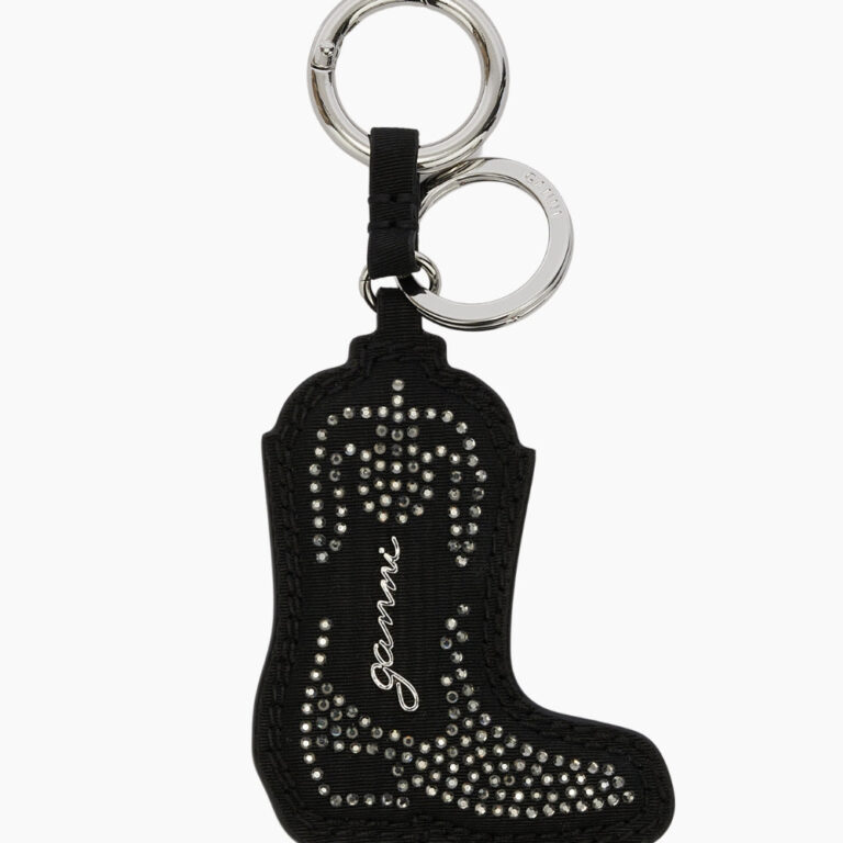 Western Boot Keyring Velvet Moire B3010060 - Black - GANNI - Sort One Size