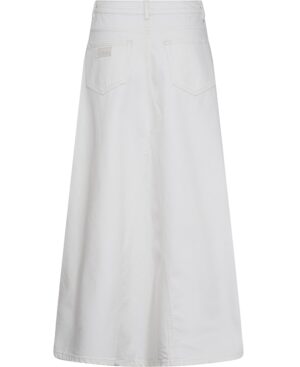 White Denim Double Fly Maxi Skirt